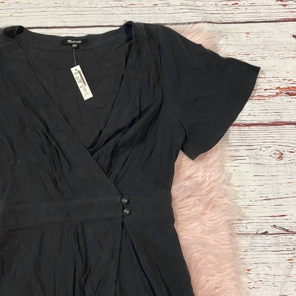 NWT Madewell Black Pleated-Waist True-Wrap Mini Dress - Picture 6 of 10